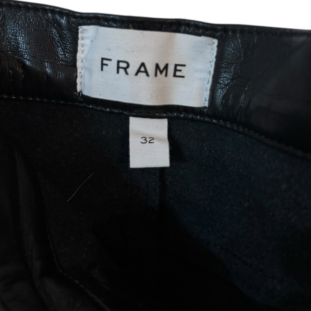 FRAME Black Noir, Le High ‘N’ Tight Recycled Leather Mini Skirt, Size 32 - Picture 8 of 9